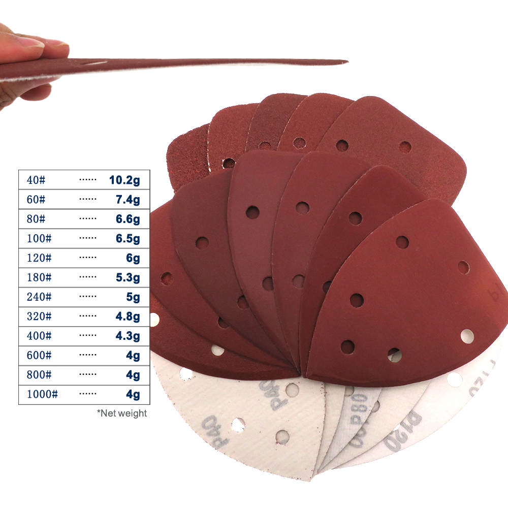 98x140x140mm 6-hole velvet-backed triangular red sandpaper - 图片 3