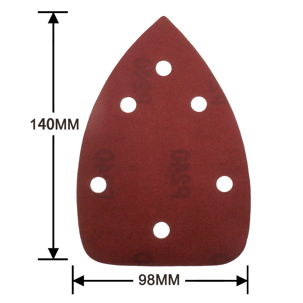 98x140x140mm 6-hole velvet-backed triangular red sandpaper - 图片 2