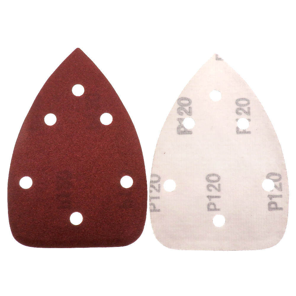 98x140x140mm 6-hole velvet-backed triangular red sandpaper